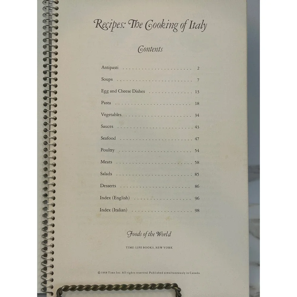 Vintage 1968 Recipes The Cooking of Italy Time Life Foods of the World Cookbook